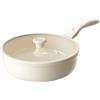 Redchef Padella 28 cm con coperchio, in ceramica, antiaderente per induzione, frittata con tutti i piani cottura, senza PTFE, senza PFAS, senza PFOA, antigraffio, lavabile in lavastoviglie