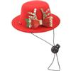 Generisch Berretto natalizio per animali domestici con papillon, cappello rosso natalizio | Cappellino per cani con papillon e motivo cervo, cappello per animali domestici, ornamenti di Natale regolabili,