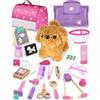 SOGAWEBB Valigetta Dottore Bambini, Kit Veterinario di Legno, Kit Dottoressa Bambina con Peluche Cane, Valigetta Dottoressa Bambina con Camice e Cappello, Giochi Bambini 3 Anni(Rosa)