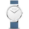 BERING 15540-700 Orologio da polso da uomo al quarzo, cassa in acciaio inossidabile color argento da 40 mm e quadrante bianco, cinturino in silicone, vetro zaffiro, 5 ATM