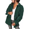 Saslax Camicia da Donna in Velluto a Coste a Maniche Lunghe Oversize con Bottoni e Scollo a V Camicetta Top Giacca Sciancrata, A-Verde, L
