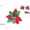 Due Esse Christmas Stelo Fiore 29 cm Rosso Verdecon Decoro a Scacchi 2assortimenti