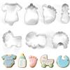 Tinoaly 7 Pezzi Set di Formine per Biscotti per Baby Shower, Tutina, Bavaglino, Sonaglio, Biberon, Carrozza, Piede e Lettere Stampo Biscotti Decorazioni Feste di Compleanno Baby Shower