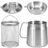 Guniata Scolapasta per friggitrice, in acciaio inox, con cestello con coperchio e cestello per friggere, contenitore per grasso per pancetta con filtro per conservare grasso per friggere e cucinare (2 l)