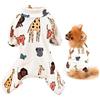 SMALLLEE_LUCKY_STORE Vestiti per animali domestici, pigiama in cotone con cucciolo di cartone animato, per cani di piccola taglia e media taglia e gatti, tuta da notte, per Yorkie Chihuahua, bianco