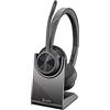 Poly - Cuffia wireless Voyager 4320 UC con base di ricarica - Cuffia con microfono ad asta - Si collega a PC/Mac con adattatore Bluetooth USB-A e a telefoni cellulari via Bluetooth