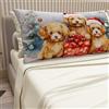 PETTI Artigiani Italiani - Lenzuola in Cotone con Federe in Stampa Digitale di Natale, Lenzuola Natalizie Una Piazza e Mezza Francese, Completo Letto Natalizio, Dog Panna, 100% Made in Italy