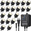 SMY Lighting SMY Set di 20 Faretti LED da Incasso Dimmerabili per Esterni con Temporizzazione, Sensore di Cella Fotoelettrica e Guscio di Protezione, Ø32mm 0,6 W, IP67 Impermeabile, Bianco Caldo‌