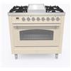 Ilve PRONTA CONSEGNA - Ilve Cucina P09N da incasso Nostalgie P09FNE3 piano cottura 6 fuochi con fry top in bianco antico-cromo da 90 cm