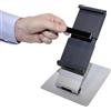 Durable 893023 Tablet Holder Table, Porta Tablet da Tavolo, Braccio Inclinabile, Slot per Aggancio Cavo Antitaccheggio, 155x242x183 mm, Argento