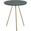 WOHNLING tavolino Vero Marmo Verde 38x38x44cm tavolino Metallo Oro | Tavolino da caffè Rotondo Piccolo con treppiede | Tavolo da Soggiorno Divano Moderno | Tavolino Alto