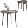 HOMCOM Tavolo da pranzo pieghevole, tavolo da cucina rotondo Ø 89 cm per 4 persone con 2 posti a sedere, gambe in legno di pino, design moderno, per piccoli spazi, grigio
