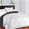 TEKAMON Copripiumino King Comforter con linguette angolari per copripiumino serie 1200, alternativa alla piuma d'oca delle nevi, reversibile, ipoallergenico a scelta, bianco/grigio, 228,6 x 259,1 cm