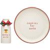 Pearhead Set di biscotti per Babbo Natale e lattiera, piatto da portata in ceramica con bottiglia per il latte, tradizione della vigilia di Natale per bambini, vassoio per dolcetti di Babbo Natale
