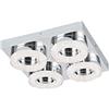 EGLO LED lampada da soffitto Fradelo, 4 luci, moderna, metallo e plastica | cromata, cristalli trasparenti, rotonda, LED luce calda, 28x28 cm