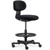 hjh OFFICE Sedia da lavoro ergonomica Work MF2 - Sedia girevole con schienale regolabile in altezza, altezza seduta e anello poggiapiedi in nylon, colore nero