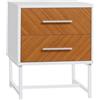 HOMCOM Comodino Moderno da Camera a 2 Cassetti in Metallo e Legno, Tavolino da Soggiorno, 40x39x48cm, Marrone e Bianco|Aosom
