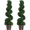 Outsunny Set 2 Piante Artificiali di Bosso a Spirale per Interni ed Esterni con Vaso, Ø32x120 cm, Verde | Aosom Italy