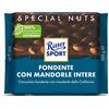 RITTER SPORT Fondente Mandorle Intere, Tavoletta di Cioccolato Fondente Con Mandorle Intere della California, Cacao 100% Certificato Sostenibile, 100g
