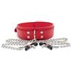 BONDAGERIE® Collare in Ecopelle con Pinze e Catenina, regolabile, vari colori disponibili Colore: Rosso
