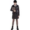 Smiffys Uniforme scolastica gotica, striscia nera, abito scamiciato con finta giacca, camicia e cravatta