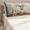PETTI Artigiani Italiani - Lenzuola in Cotone con Federe in Stampa Digitale di Natale, Lenzuola Natalizie Una Piazza e Mezza Francese, Completo Letto Natalizio, Renna Panna, 100% Made in Italy