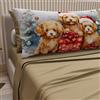 PETTI Artigiani Italiani - Lenzuola in Cotone con Federe in Stampa Digitale di Natale, Lenzuola Natalizie Una Piazza e Mezza Francese, Completo Letto Natalizio, Dog Tortora, 100% Made in Italy