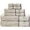 Madison Park Serene Set di asciugamani da bagno in 100% cotone, lussuosi, decorativi, floreali, ricamati, in cotone jacquard, morbidi e altamente assorbenti, 600 g/m², multicolore, viola, 6 pezzi