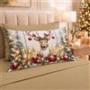 PETTI Artigiani Italiani - Lenzuola in Cotone con Federe in Stampa Digitale di Natale, Lenzuola Natalizie Una Piazza e Mezza, Completo Letto Natalizio, Renna Tortora, 100% Made in Italy