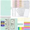MARICATO Portadocumenti in Pelle A6 PU, MARICATO 29pcs Raccoglitore ad 6 Anelli, Raccoglitore Notebook con Buste Trasparenti Rimovibile e Budget Planner, per Lavoro e Casa Budget Organizzatore-Turchese