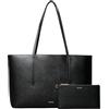 Calvin Klein Donna Borsa Tote Bag Foil Logo con Custodia Estraibile, Nero (Black/Toasted Coconut), Taglia Unica