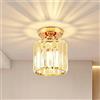ALLOMN Plafoniera in Oro, Lampada da Soffitto a Semi-incasso in Cristallo Industriale Lampadari Moderni in Cristallo a LED Adatto per Camera da Letto Sala da Pranzo Corridoio Cucina Balcone Ingresso
