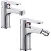 OGOMONDO Miscelatore rubinetto bidet cromato + miscelatore rubinetto lavabo cromato
