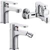 OGOMONDO Miscelatore rubinetto bidet cromato + miscelatore rubinetto lavabo cromato + miscelatore esterno vasca con deviatore