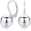 Bling Jewelry Orecchini A Sfera Con Perline Tonde, Semplici E Classici, Con Leva Posteriore Per Le Donne, Argento 925 10Mm