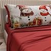 PETTI Artigiani Italiani - Lenzuola in Cotone con Federe in Stampa Digitale di Natale, Lenzuola Natalizie Una Piazza, Completo Letto Singolo Natalizio, Pupazzo 01 Bordeaux, 100% Made in Italy