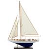 DRW Barca a vela con Candele issate e Casco in Legno su una Base in Bianco e Blu 58x42x9 cm