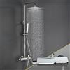 Görbach Colonna Doccia con Termostatico in Acciaio INOX 304 Colonna Doccia Rubinetto con Soffione con Miscelatore, Set Doccia a Pioggia con Doccetta Cromo(20×20cm Quadrato)
