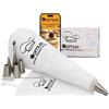 DOMUS® 2 Sac a Poche Professionali in Cotone Lavabile e Riutilizzabile con 6 Beccucci Grandi in Acciaio Inox 304 - Kit per Decorazioni Torte e Dolci - Idea Regalo Natale