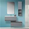 Feridras Mobile bagno sospeso grigio pastello 90x47 cm con specchio e ceramica inclusi