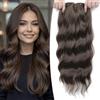 Lasunork Parrucche per Capelli da Donna, Extension per Capelli Sintetici Ricci e Mossi, Con Frangia e Clip, Lunghezza 46 cm, Colore Marrone Cioccolato Intenso