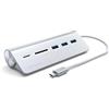 SATECHI Hub combinato USB-C Desktop, alluminio, 3x USB-A 3.0, lettore di schede Micro/SD, per MacBook Air e Pro M4, iMac, Surface, ThinkPad, Windows e altro - Argento