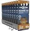 ANSMANN Batterie per apparecchi acustici 312 (marrone 60 pezzi) tipo 312 P312 ZL3 PR41 - zinco aria 1,4V - batteria per apparecchi acustici, amplificatore acustico, apparecchio acustico 1506-0029