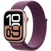 Apple Watch Series 10 GPS 46mm Rose Gold Aluminium Case with Plum Sport Loop