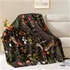 Fchen art Coperta vintage con fiori tropicali della giungla, coperta in cotone William Morris retrò con fiori, coperta matrimoniale retrò bohémien con piante botaniche, coperta per divano e sedia, 125