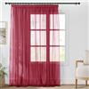 PONY DANCE Tende Rosso Camera da Letto con Fettuccia Metodi di Sospensione Multipli Voile Curtains per Salotto Moderne Tenda Trasparente da Interno 1 Pezzo 300x245 cm