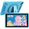 PIXPEAK Tablet 7" per bambini, 36GB RAM 128GB ROM (SD espandibile), Android 14.0 kids tablet, controlli parentali, schermo FHD, 6580mAh, 5MP+2MP, WiFi, Bluetooth, Tablet per l'istruzione (blu)