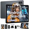 KINGRID Android 15 Tablet in Offerta - 10 Pollici 24 GB RAM+ 256GB ROM(2 TB TF), Octa-Core, 5000 mAh, 8MP+5MP, Gemini AI, Widevine L1, 5G WIFI, GPS, Face ID, 3.5mm Jack Port, Tablet con Pennino