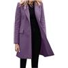 Generisch Blazer Giacca da donna elegante - cappotto di lana da donna invernale lungo | Lungo blazer, taglie grandi, elegante risvolto, cappotto invernale in cotone, con tasche, giacca a vento, Lilla, L