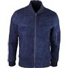 TruClothing.com Giacca Casual da Uomo Bomber in Vera Pelle Scamosciata Vintage Elegante - Blu Scuro S